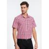 imageHISDERN Plaid Shirts for Men Short Sleeve Button Down Shirt Casual Formal Business Gingham Shirts with Pocket Regular FitRed  White