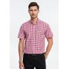 imageHISDERN Plaid Shirts for Men Short Sleeve Button Down Shirt Casual Formal Business Gingham Shirts with Pocket Regular FitRed  White