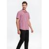 imageHISDERN Plaid Shirts for Men Short Sleeve Button Down Shirt Casual Formal Business Gingham Shirts with Pocket Regular FitRed  White