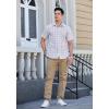 imageHISDERN Plaid Shirts for Men Short Sleeve Button Down Shirt Casual Formal Business Gingham Shirts with Pocket Regular FitWhite
