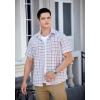 imageHISDERN Plaid Shirts for Men Short Sleeve Button Down Shirt Casual Formal Business Gingham Shirts with Pocket Regular FitWhite