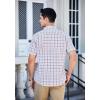 imageHISDERN Plaid Shirts for Men Short Sleeve Button Down Shirt Casual Formal Business Gingham Shirts with Pocket Regular FitWhite