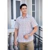 imageHISDERN Plaid Shirts for Men Short Sleeve Button Down Shirt Casual Formal Business Gingham Shirts with Pocket Regular FitWhite