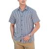 imageHISDERN Plaid Shirts for Men Short Sleeve Button Down Shirt Casual Formal Business Gingham Shirts with Pocket Regular FitBlue  White