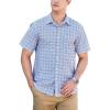 imageHISDERN Plaid Shirts for Men Short Sleeve Button Down Shirt Casual Formal Business Gingham Shirts with Pocket Regular FitBlue