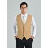 imageHISDERN Mens Suit Vest Business Casual Dress Waistcoat Vest Solid Color Formal Wedding Vests for Suits or TuxedoD1khaki Beige