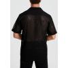imageHISDERN Mens Summer Beach Shirts Casual See Through Sheer Lace Shirt Short Sleeve Button Down Mesh Shirt for Men1bblack