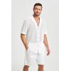 imageHISDERN Mens Summer Beach Shirts Casual See Through Sheer Lace Shirt Short Sleeve Button Down Mesh Shirt for Men2wwhite
