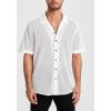 imageHISDERN Mens Summer Beach Shirts Casual See Through Sheer Lace Shirt Short Sleeve Button Down Mesh Shirt for Men2wwhite