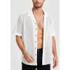 imageHISDERN Mens Summer Beach Shirts Casual See Through Sheer Lace Shirt Short Sleeve Button Down Mesh Shirt for Men2wwhite