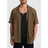 imageHISDERN Mens Summer Beach Shirts Casual See Through Sheer Lace Shirt Short Sleeve Button Down Mesh Shirt for MenBrown