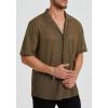 imageHISDERN Mens Summer Beach Shirts Casual See Through Sheer Lace Shirt Short Sleeve Button Down Mesh Shirt for MenBrown
