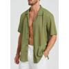 imageHISDERN Mens Summer Beach Shirts Casual See Through Sheer Lace Shirt Short Sleeve Button Down Mesh Shirt for MenGreen