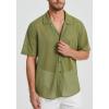 imageHISDERN Mens Summer Beach Shirts Casual See Through Sheer Lace Shirt Short Sleeve Button Down Mesh Shirt for MenGreen