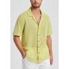 imageHISDERN Mens Summer Beach Shirts Casual See Through Sheer Lace Shirt Short Sleeve Button Down Mesh Shirt for MenYellow