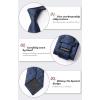imageHISDERN Mens Tie Set Stripe Plaid Ties with Pocket Square Cufflinks Formal Business Silk Necktie Handkerchief for MenBlue 1