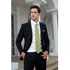 imageHISDERN Mens Tie Set Stripe Plaid Ties with Pocket Square Cufflinks Formal Business Silk Necktie Handkerchief for MenGreen 1