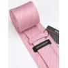 imageHISDERN Mens Tie Set Stripe Plaid Ties with Pocket Square Cufflinks Formal Business Silk Necktie Handkerchief for MenPink