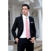imageHISDERN Mens Tie Set Stripe Plaid Ties with Pocket Square Cufflinks Formal Business Silk Necktie Handkerchief for MenPink