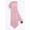 imageHISDERN Mens Tie Set Stripe Plaid Ties with Pocket Square Cufflinks Formal Business Silk Necktie Handkerchief for MenPink