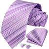 imageHISDERN Mens Tie Set Stripe Plaid Ties with Pocket Square Cufflinks Formal Business Silk Necktie Handkerchief for MenPurple 2