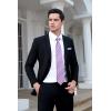 imageHISDERN Mens Tie Set Stripe Plaid Ties with Pocket Square Cufflinks Formal Business Silk Necktie Handkerchief for MenPurple 2