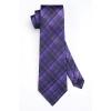 imageHISDERN Mens Tie Set Stripe Plaid Ties with Pocket Square Cufflinks Formal Business Silk Necktie Handkerchief for MenPurple 3