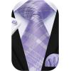 imageHISDERN Mens Tie Set Stripe Plaid Ties with Pocket Square Cufflinks Formal Business Silk Necktie Handkerchief for MenPurple 4