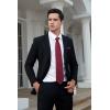imageHISDERN Mens Tie Set Stripe Plaid Ties with Pocket Square Cufflinks Formal Business Silk Necktie Handkerchief for MenRed Burgundy