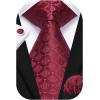 imageHISDERN Mens Tie Set Stripe Plaid Ties with Pocket Square Cufflinks Formal Business Silk Necktie Handkerchief for MenRed Burgundy