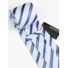 imageHISDERN Mens Tie Set Stripe Plaid Ties with Pocket Square Cufflinks Formal Business Silk Necktie Handkerchief for MenWhite Blue