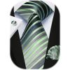 imageHISDERN Mens Tie Set Stripe Plaid Ties with Pocket Square Cufflinks Formal Business Silk Necktie Handkerchief for MenGreen