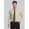 imageHISDERN Mens Dress Shirt and Tie Handkerchief Set Classic Long Sleeve Shirts Matching Ties Formal Button Down ShirtsBeigeBrown