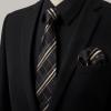 imageHISDERN Mens Dress Shirt and Tie Handkerchief Set Classic Long Sleeve Shirts Matching Ties Formal Button Down ShirtsBlack2Plaid