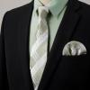 imageHISDERN Mens Dress Shirt and Tie Handkerchief Set Classic Long Sleeve Shirts Matching Ties Formal Button Down ShirtsGreen4Plaid