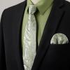 imageHISDERN Mens Dress Shirt and Tie Handkerchief Set Classic Long Sleeve Shirts Matching Ties Formal Button Down ShirtsGreen5Paisley