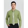 imageHISDERN Mens Dress Shirt and Tie Handkerchief Set Classic Long Sleeve Shirts Matching Ties Formal Button Down ShirtsGreen5Paisley