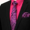 imageHISDERN Mens Dress Shirt and Tie Handkerchief Set Classic Long Sleeve Shirts Matching Ties Formal Button Down ShirtsHot PinkPaisley