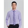 imageHISDERN Mens Dress Shirt and Tie Handkerchief Set Classic Long Sleeve Shirts Matching Ties Formal Button Down ShirtsPurple2Plaid