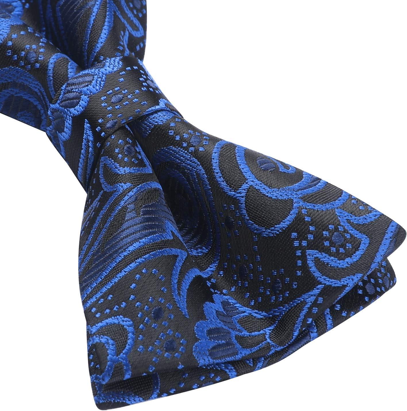 imageHISDERN Bow Ties for Men Paisley Floral Pretied Bowtie Pocket Square Set Mens Formal Bow Ties Wedding PartyAblue 1