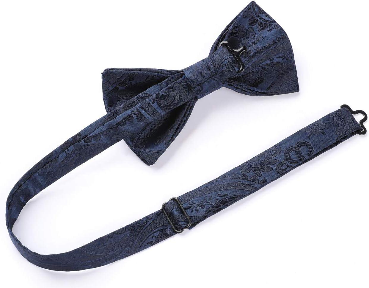 imageHISDERN Bow Ties for Men Paisley Floral Pretied Bowtie Pocket Square Set Mens Formal Bow Ties Wedding PartyAblue 5