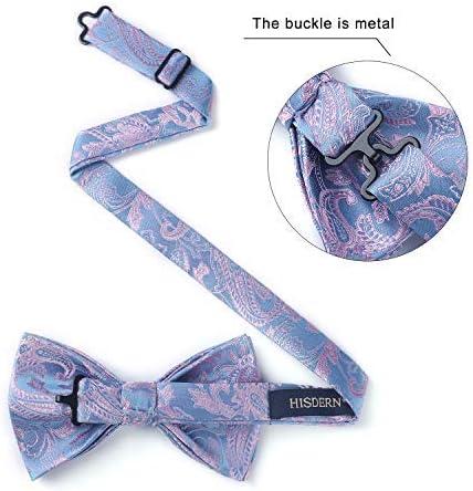 imageHISDERN Bow Ties for Men Paisley Floral Pretied Bowtie Pocket Square Set Mens Formal Bow Ties Wedding PartyCbrown 2