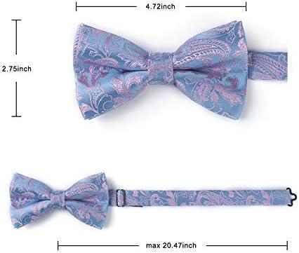 imageHISDERN Bow Ties for Men Paisley Floral Pretied Bowtie Pocket Square Set Mens Formal Bow Ties Wedding PartyCbrown 2