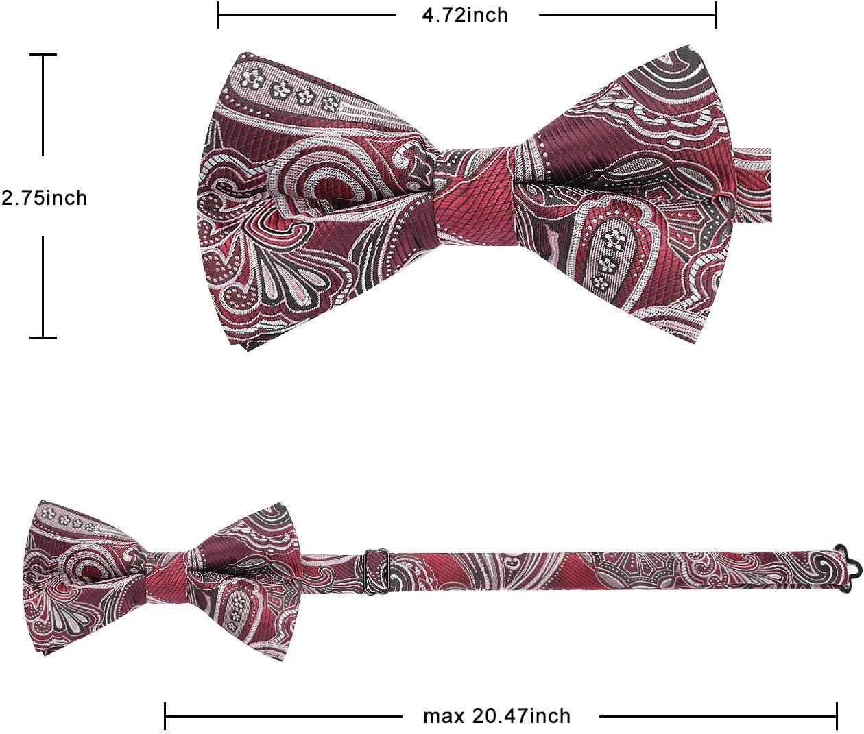 imageHISDERN Bow Ties for Men Paisley Floral Pretied Bowtie Pocket Square Set Mens Formal Bow Ties Wedding PartyCred 1