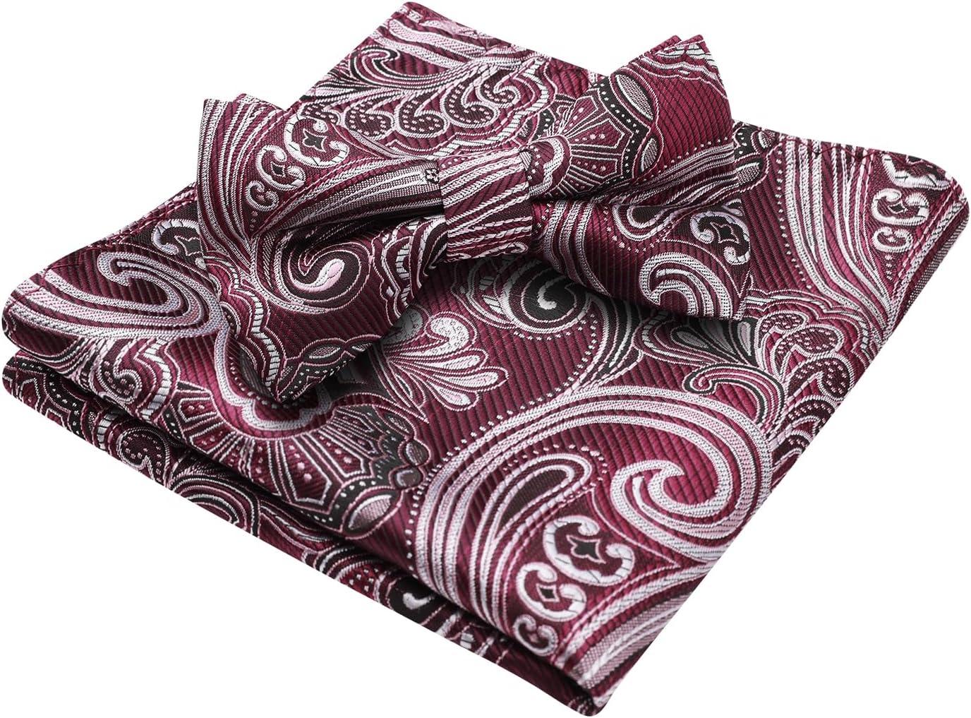 imageHISDERN Bow Ties for Men Paisley Floral Pretied Bowtie Pocket Square Set Mens Formal Bow Ties Wedding PartyCred 1