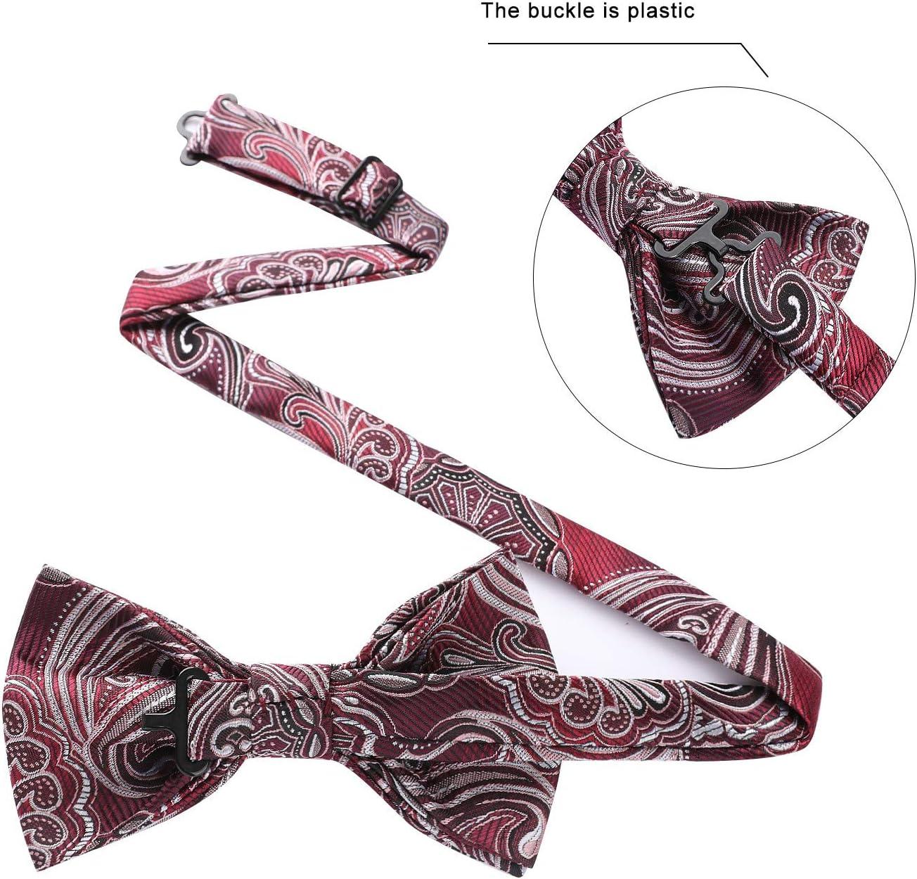 imageHISDERN Bow Ties for Men Paisley Floral Pretied Bowtie Pocket Square Set Mens Formal Bow Ties Wedding PartyCred 1