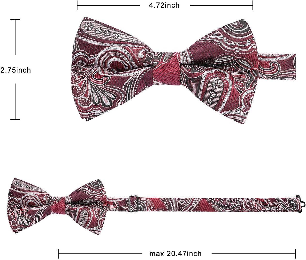 imageHISDERN Bow Ties for Men Paisley Floral Pretied Bowtie Pocket Square Set Mens Formal Bow Ties Wedding PartyCred 7