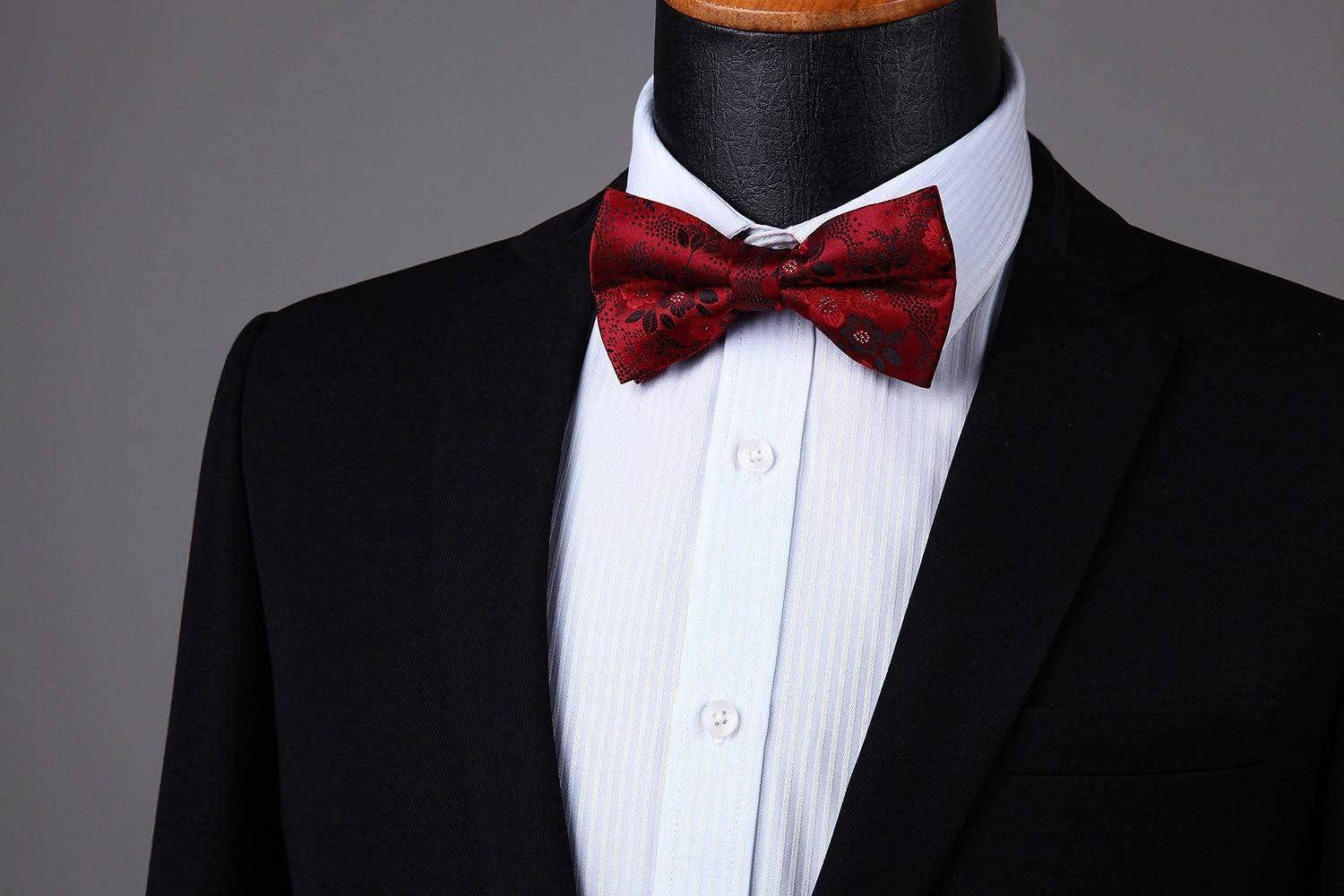 imageHISDERN Bow Ties for Men Paisley Floral Pretied Bowtie Pocket Square Set Mens Formal Bow Ties Wedding PartyCred 7