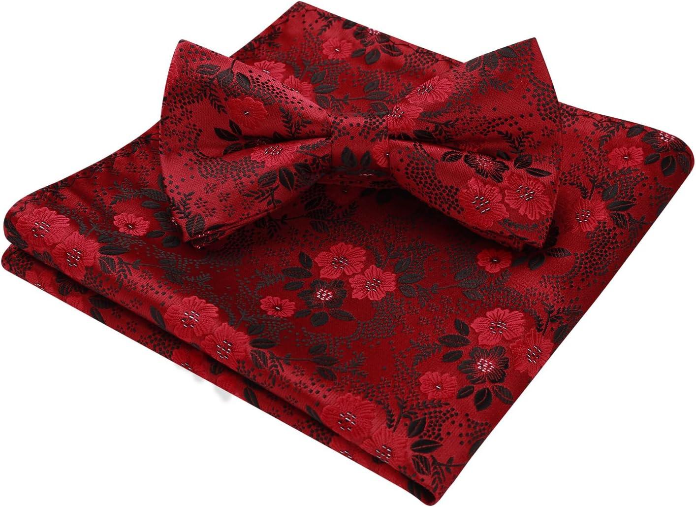 imageHISDERN Bow Ties for Men Paisley Floral Pretied Bowtie Pocket Square Set Mens Formal Bow Ties Wedding PartyCred 7