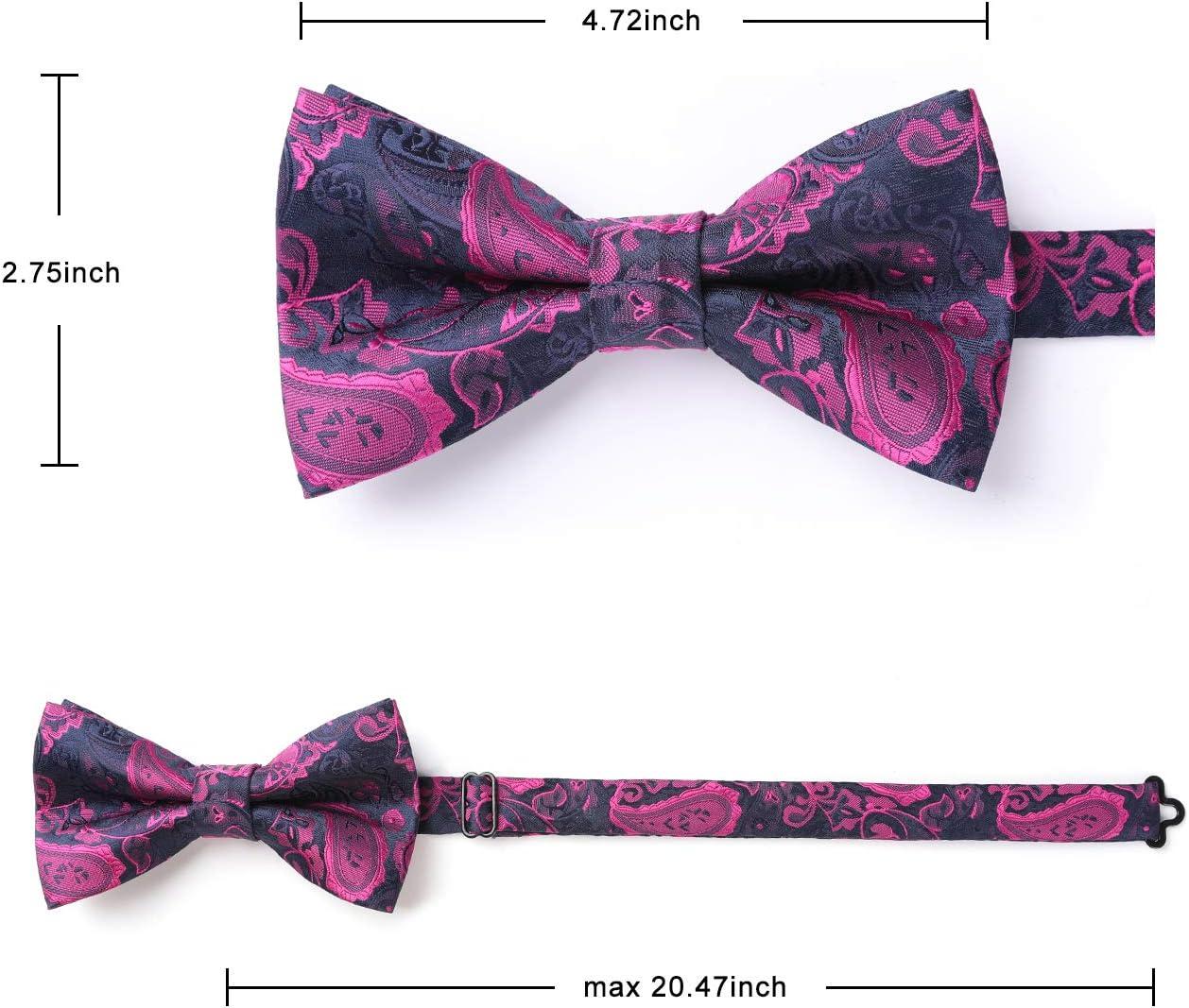 imageHISDERN Bow Ties for Men Paisley Floral Pretied Bowtie Pocket Square Set Mens Formal Bow Ties Wedding PartyDpurple 11